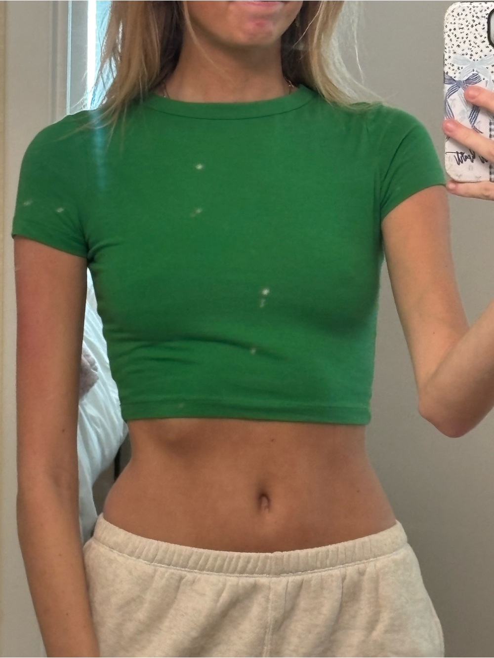 wild fable Green Cropped Tee - Short Sleeve Fitted